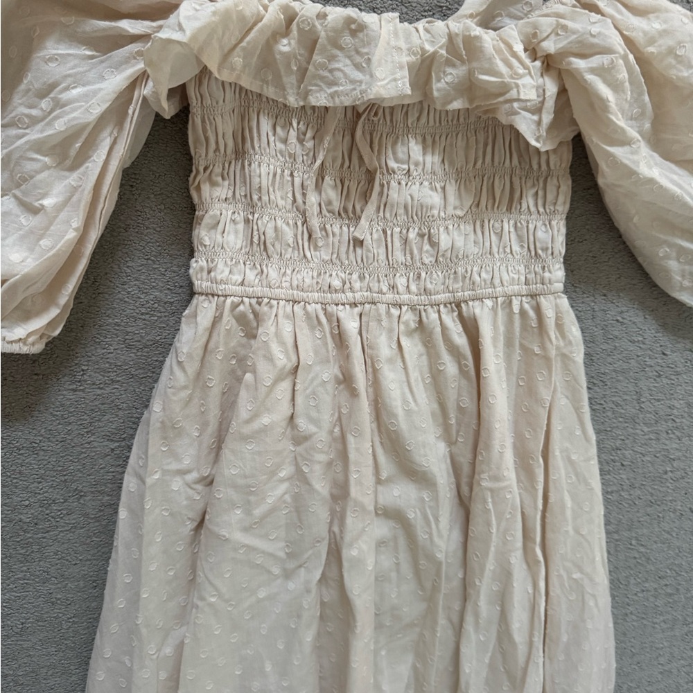 Cream off the shoulder midi dress